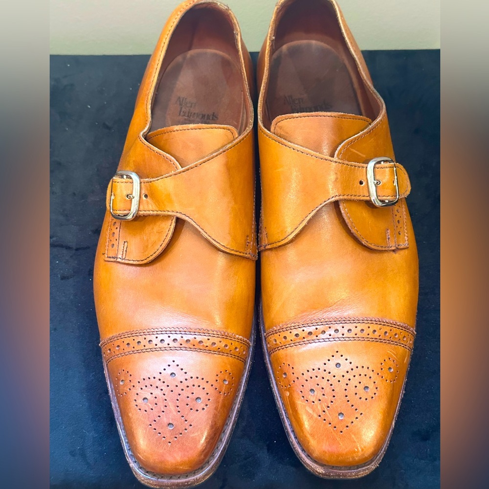 Allen Edmonds Tan Leather Monk Strap Oxfords